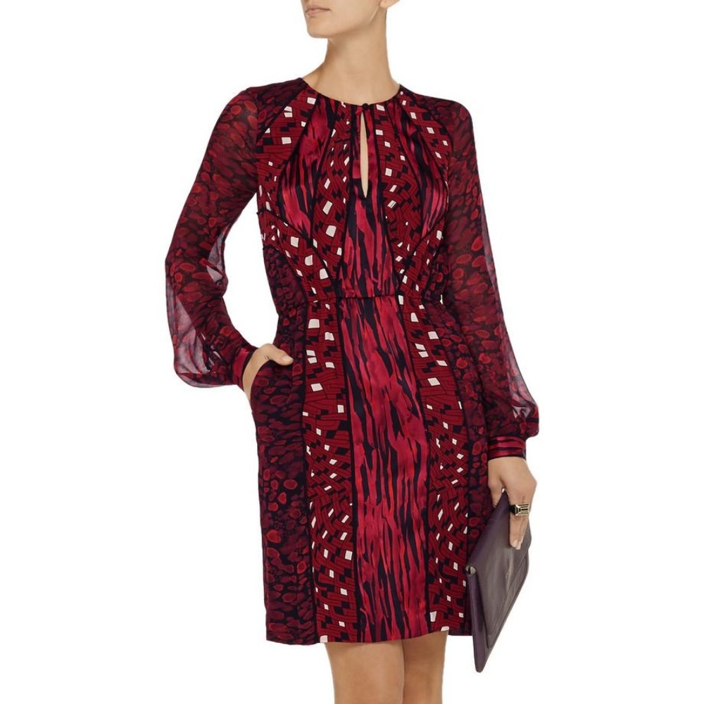 DVF Silk Red Printed Dress